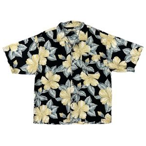 Tommy Bahama Men Black‎ Floral Hawaiian Button Up Shirt Sz XL 100% Silk